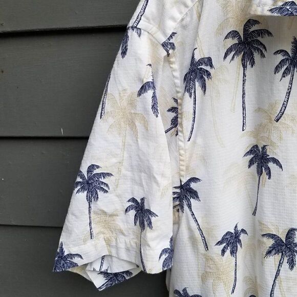 Mens Nautica Cotton White Tropical Shirt with Palm Trees Size Large - Picture 5 of 10